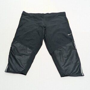 Nike Dri Fit Women's Biking Running Black Capri Cropped Leggings Reflective XL